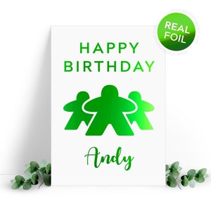 Gioco da tavolo Meeple biglietto d'auguri con nome personalizzato personalizzato. Biglietto d'auguri per giocatori da tavolo.