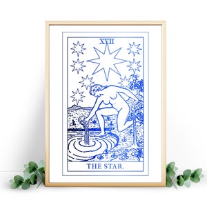 La impresión del Tarot Estrella. Póster de Tarot en oro, oro rosa, plata y otros colores metalizados.