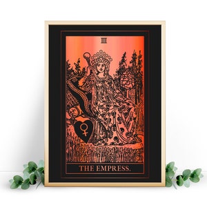 L'Impératrice Tarot Imprimer sur Noir. L'impératrice signifie énergie fertile, fertilité et grossesse. Fertilité, affiche de tarot FIV.