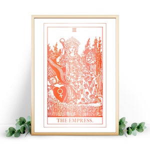 Lámina de Tarot de la Emperatriz. Póster de Tarot en oro, oro rosa, plata y otros colores metalizados.