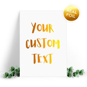 A5 carta grande - Preventivo personalizzato / carta di testo con il tuo messaggio personalizzato su di esso, carta di alluminio reale personalizzabile. Viene fornito con una busta