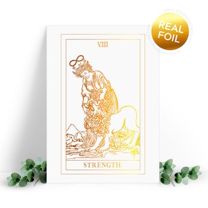Carte de voeux de tarot de force. Carte d'encouragement, carte de pensée pour vous, carte d'envoi d'amour, carte de sympathie.