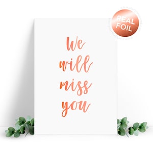 Carte de départ - Vous nous manquerez. Nouvelle carte de travail déjouée pour votre collègue, meilleure amie au travail. Carte de retraite.