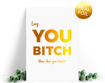Rude Foil Leaving Card – New Job, Funny Farewell