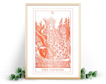 The Empress Tarot Print. Tarot Poster in Gold, Rose Gold, Silver and other foil colours.