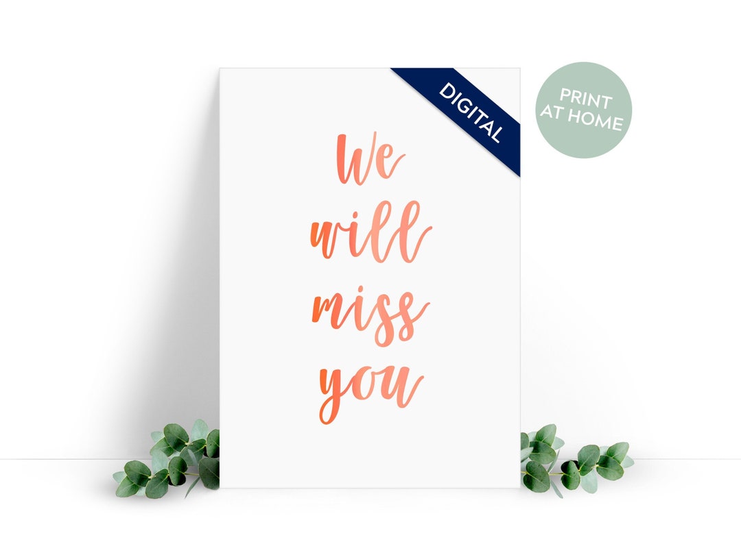 Printable Leaving Card - Pack of 3 Colours. Instant DIGITAL Download ...