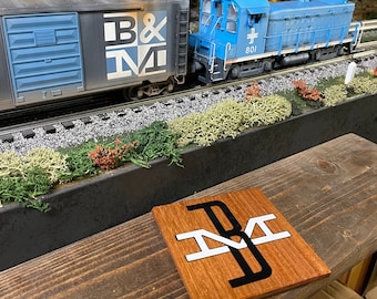 Railroad coaster - Boston & Maine railroad - Railroad gift - Wooden coaster - Mahogany coaster - Oak Coasters - Coaster set -Barware