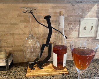 Porta botellas de vino - Porta botellas de vino de ferrocarril - Botellero - Porta botellas y vinos - Porta botellas de vino rústico - Regalo de ferrocarril - Regalo para ella
