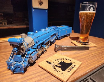 Posavasos centrales de Nueva Jersey - Líneas centrales de Nueva Jersey - Posavasos de ferrocarril - Regalo de ferrocarril - Regalo de Navidad del ferrocarril - Regalo para él