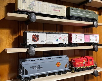 Train shelving - O scale train shelving - Train display shelving - Railroad shelving - Train display - Display shelving - Railroad gift