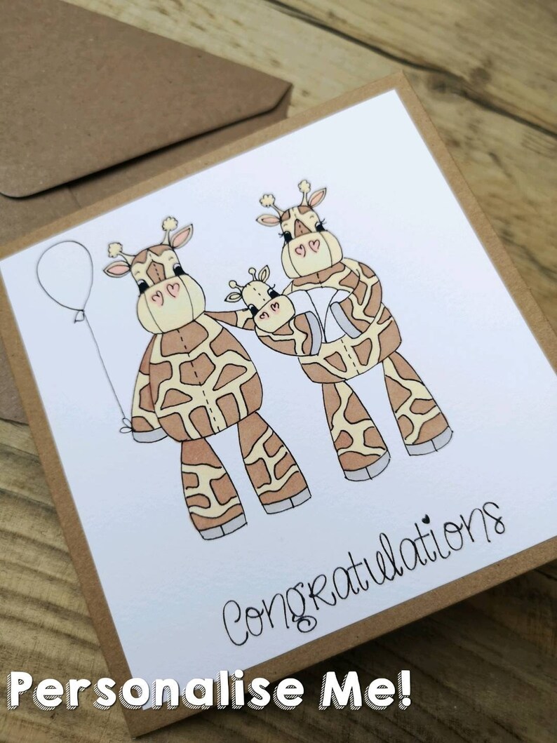 Handmade Personalised Birth Congratulations Card for Girl or Boy