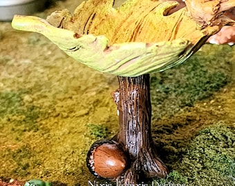 Fairy Garden or Terrarium Leaf Bird Bath