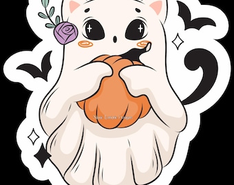 Halloween Cat Ghost Stickers