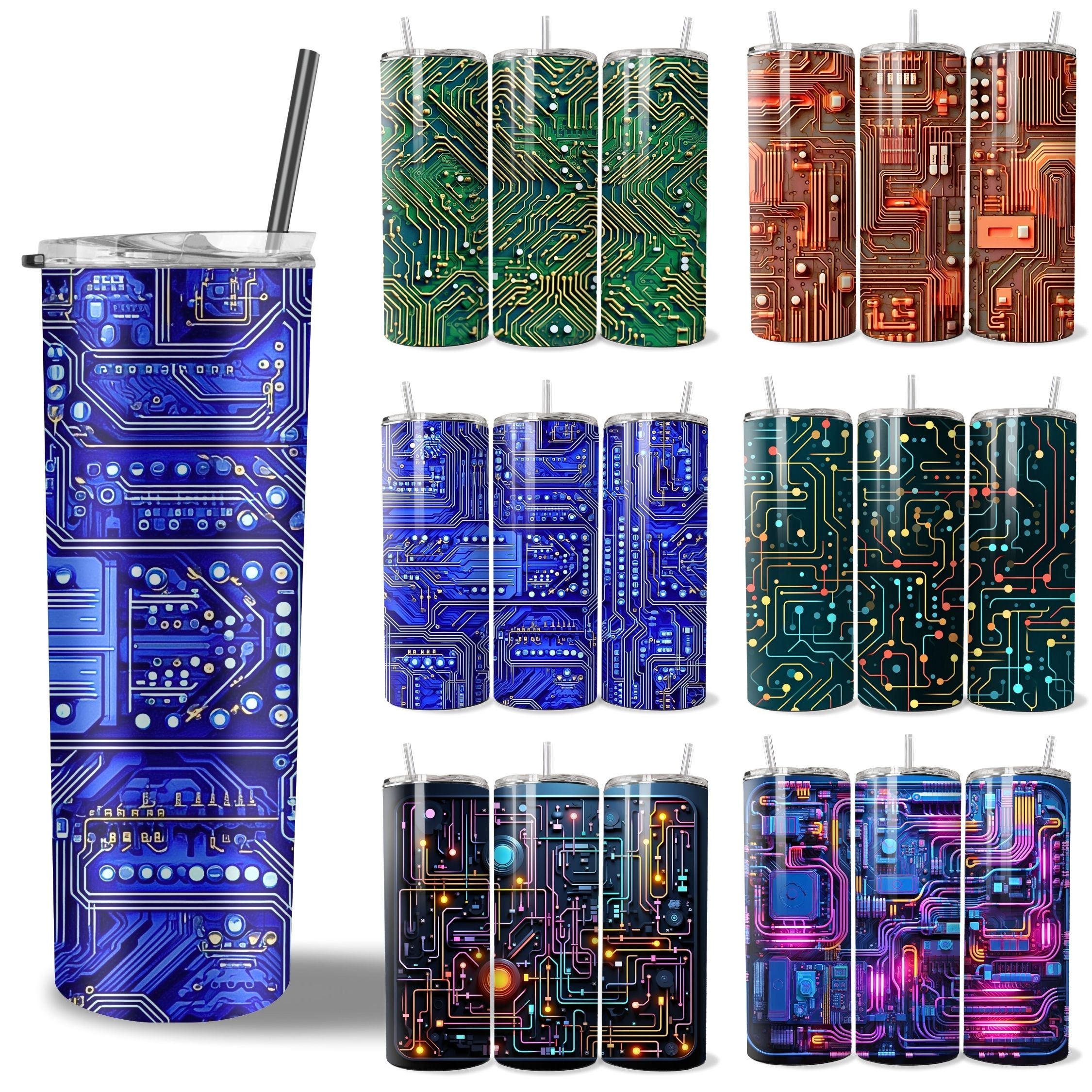 24 Circuit Board Tumbler Wrap for Men IT Engineer Computer Programmer Tech Guy Nerd Sublimation