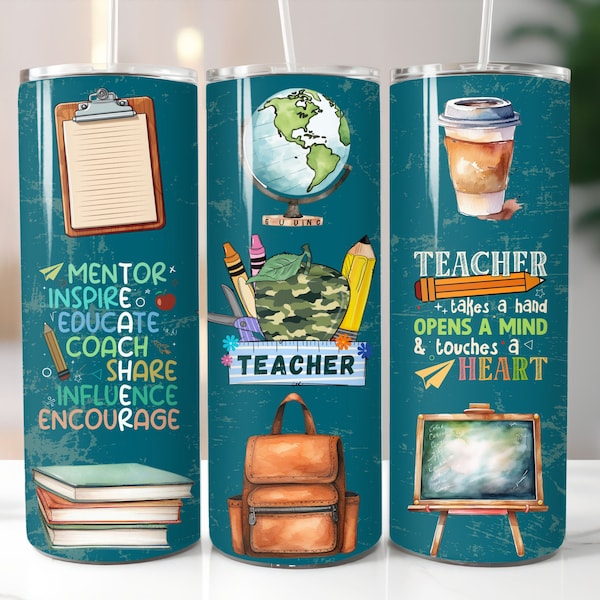 Male Teacher Tumbler Wrap Sublimation Design, Tumbler Wrap for Male Teacher, Teacher Appreciation Tumbler, 20 oz 30 oz Straight Tapered PNG