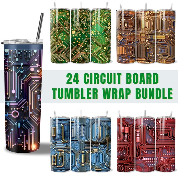 24 Circuit Board Tumbler Wrap for Men IT Engineer Computer Programmer Tech Guy Nerd Sublimation PNG 20oz 30oz Skinny Tumbler Wrap Bundle