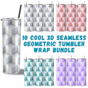 3D-geometriskt muggomslag för män, arkitektdesigner, abstrakt konst, sublimeringsdesign för män, smala muggar på 20 oz och 30 oz, digitalt paket