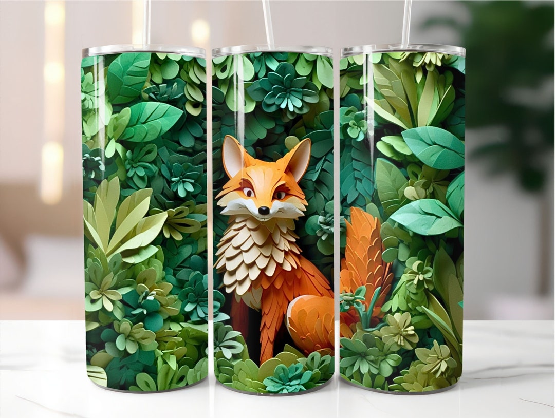 3D Fox Forest Tumbler Wrap Sublimation Design Template 20 Oz and 30 Oz ...