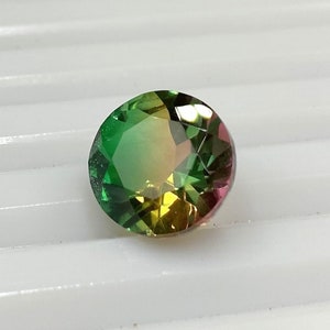 Natural Crystal Watermelon Tourmaline Gemstone Faceted Doublet Tri Color Tourmaline Doublet Round Shape 10mm stone Loose Gemstone