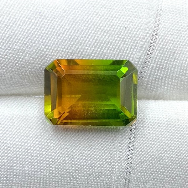 Genuine Crystal Watermelon Tourmaline Gemstone Faceted Doublet Bi Color Tourmaline Doublet Octagon 10x14mm Emerald cut stone Loose Gemstone