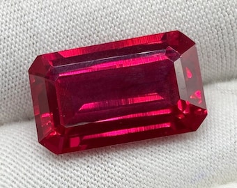 Top Quality Mozambique Pigeon Red Ruby Loose Gemstone , Loose Ruby Stone Octagon Shape 11x18mm Emerald cut Gemstone Jewelry 15.80 Carat