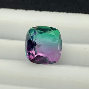 Cushion shape Bi color watermelon tourmaline gemstone, natural crystal tourmaline doublet loose stone, gemstone jewelry, 14mm faceted stone