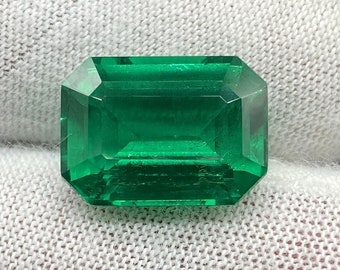 Pierres précieuses en vrac vert émeraude de Zambie, 10 x 14 mm, bijoux en pierres précieuses taille émeraude de forme octogonale de qualité supérieure, 9,00 carats