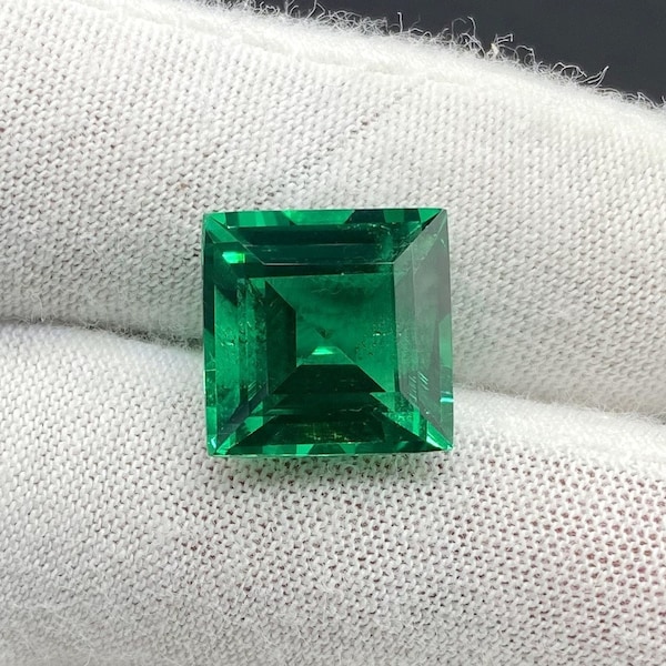 10mm Square Zambian Green Emerald Loose Gemstone , High Quality Loose Emerald Stone Square Shape Emerald cut Birthstone Jewelry 6 Carat