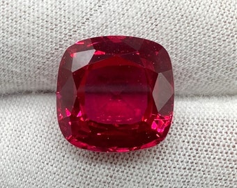 14mm Cushion Shape Mozambique Pigeon Red Ruby Loose Gemstone , Faceted Ruby Top Quality Loose Ruby Stone Gemstone Jewelry 15.10 Carat