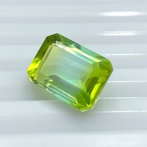 Triplet Shade Crystal Watermelon Tourmaline Gemstone Tri Color Doublet Tourmaline Doublet Octagon 10x14mm Emerald cut stone Loose Gemstone