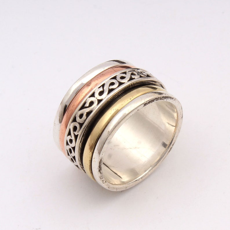 Family ring Organic ring Sterling silver ring Silver Spinner ring spinner band Statement ring Infinity Meditation ring Silver jewelry
