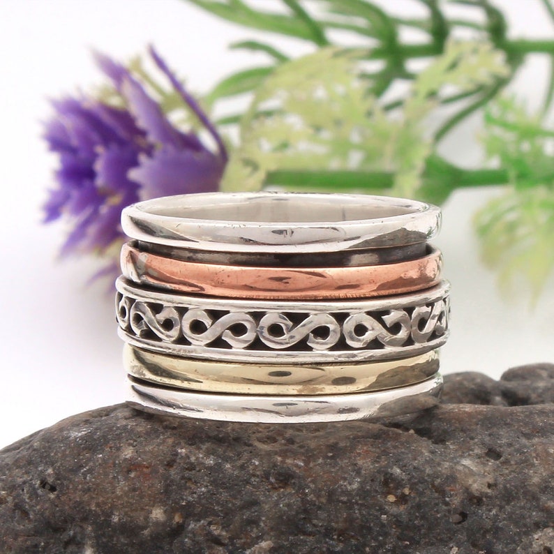 Family ring Organic ring Sterling silver ring Silver Spinner ring spinner band Statement ring Infinity Meditation ring Silver jewelry