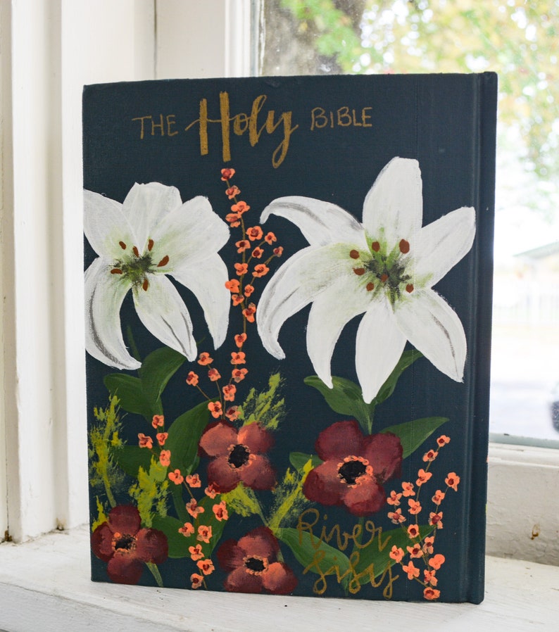 Painted Journaling Bible Hand Painted Bible Floral Painted Etsy