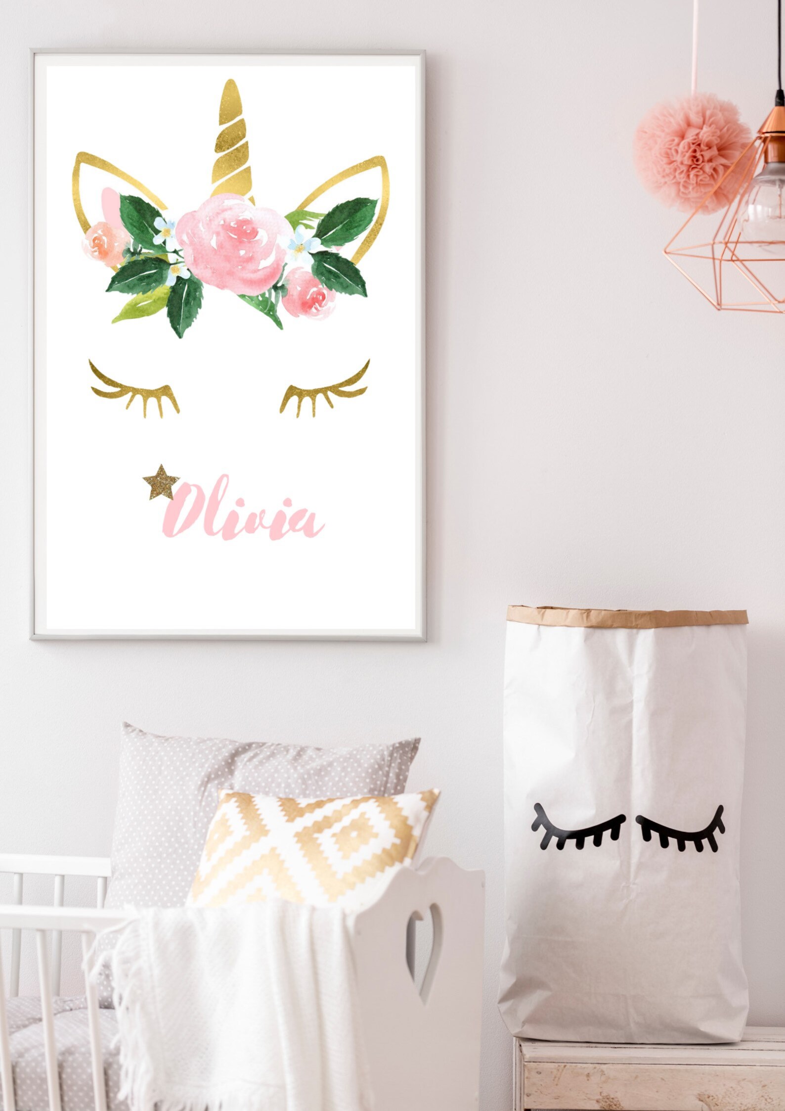 Personalised Girls Unicorn Print Name Print Girls Room - Etsy