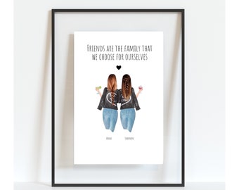 Friendship print, best friend gift, bestie gifts, gifts for friends, friendship quote, printable, personalised print, birthday gift for her