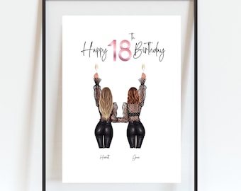 18th Birthday Print, Personalised Birthday Print, 18th Birthday Gift, Best Friend Print, Best Friend Birthday Gift, 18th Birthday Present