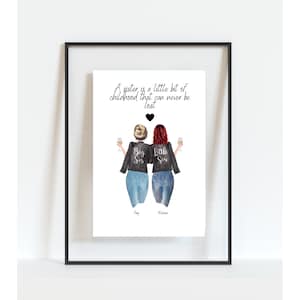 Sister Print, Sister Gift, Big Sis Little Sis, Bestie Gift, Family portrait, Sister Gift for Christmas, Best Friend Gifts image 2