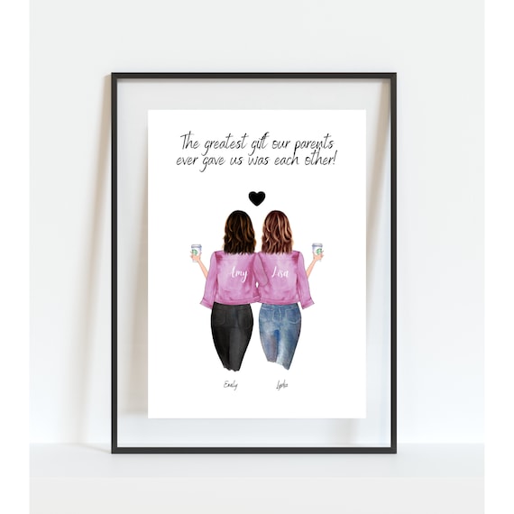 Personalized Best Friend Gift for Soul Sisters Besties Frame Print