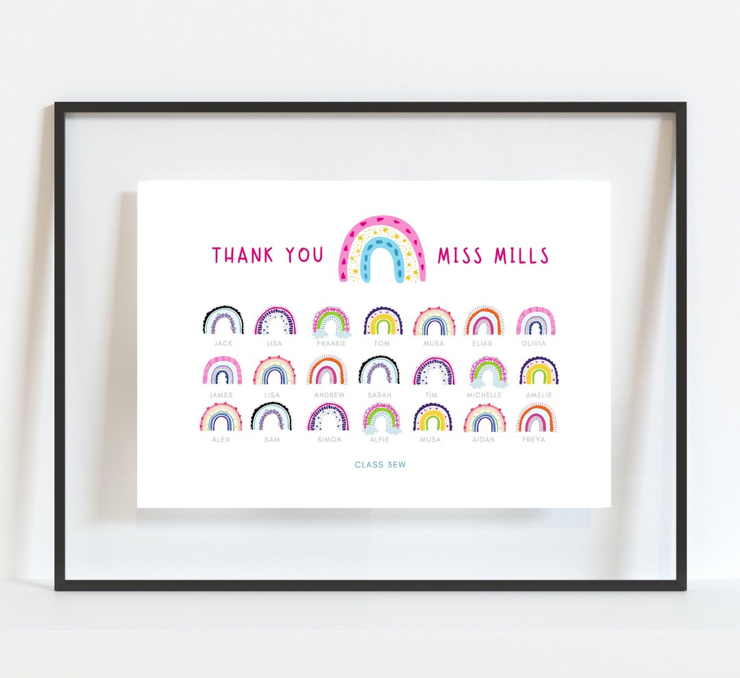 Teacher End of Year Leaving Thank You Gift Print A4 Unframed Children ...