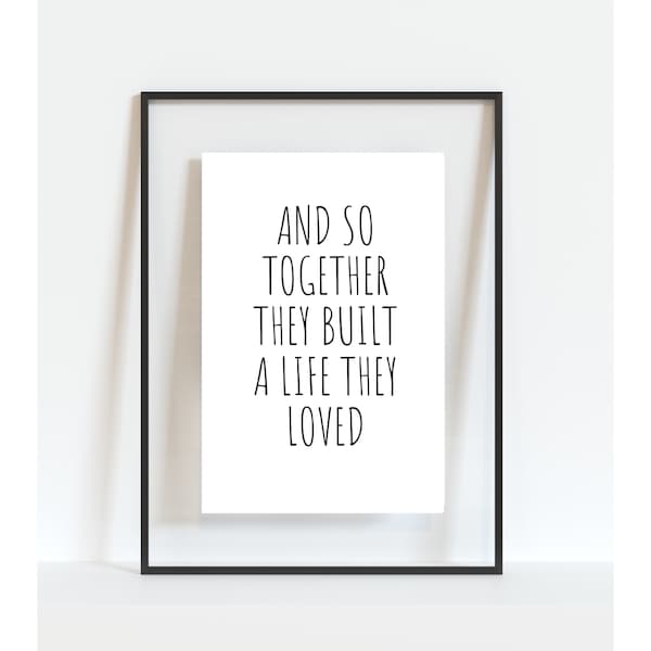 Typography Print, And So They Created a Life They Loved , Wall Art Print, Wall Art Framed, Fun Bedroom Print, Home Decor, Love Print