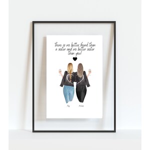 Sister Print, Sister Gift, Big Sis Little Sis, Bestie Gift, Family portrait, Sister Gift for Christmas, Best Friend Gifts image 3