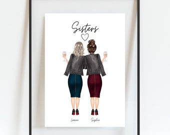 Sister Print Gift Family Love Birthday Best Friend Picture Personalised Unframed, Gifts for her, Thank you, A4 or A3, Wall Home Decor