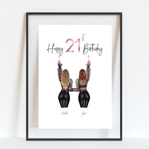 21st Birthday Print, Personalised Birthday Print, 21st Birthday Gift, Best Friend Print, Best Friend Birthday Gift, 21st Birthday Present