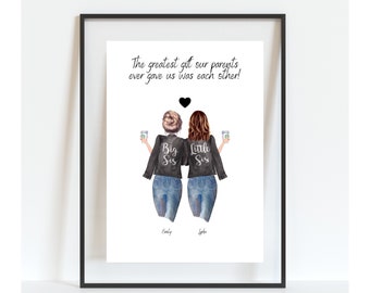 Sisters Gift, Bestie Gift, Best Friend Print, Sister Print, Personalised Print, Mum gift, Galentine's, Friend Gift, Sister Christmas Gift