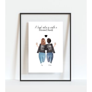 Sister Print, Sister Gift, Big Sis Little Sis, Bestie Gift, Family portrait, Sister Gift for Christmas, Best Friend Gifts image 4