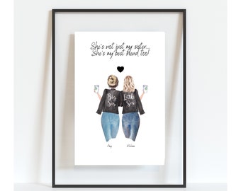 Sister Print, Sister Gift, Big Sis Little Sis, Bestie Gift, Portrait de famille, Sister Gift for Christmas, Best Friend Gifts