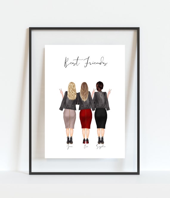 Best Friend Girl Group Gang Print Best Friends Group A4 Etsy