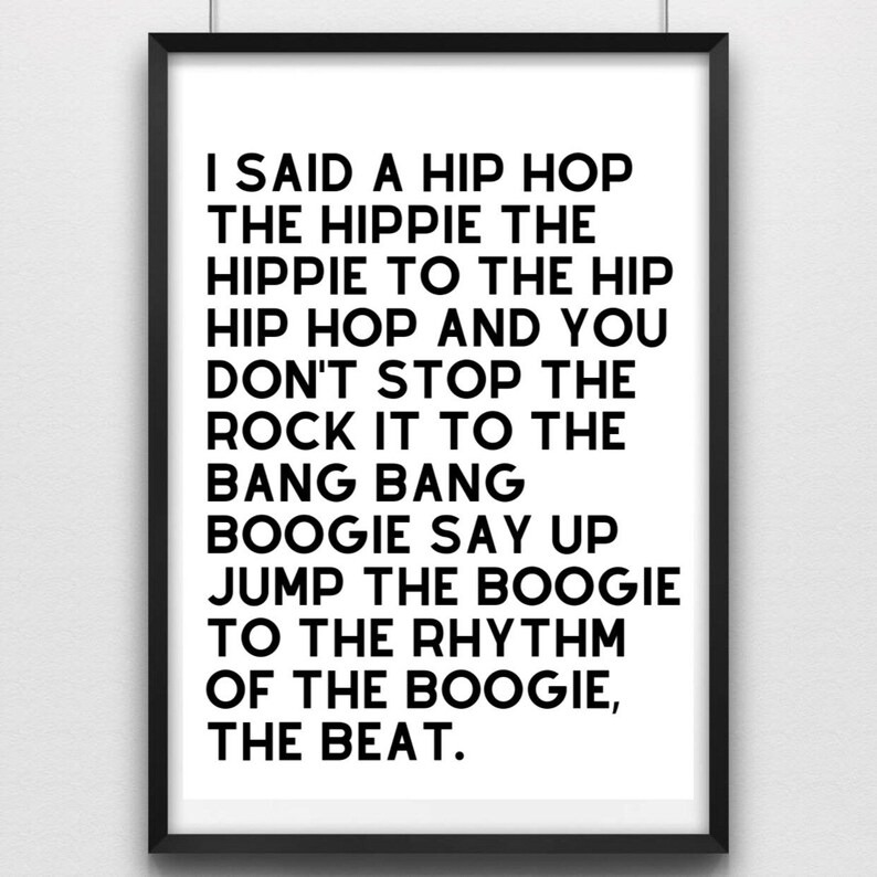 Rappers Delight song Lyrics Print Picture Wall Art Song Etsy