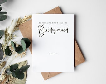 Thank you for being my my Bridesmaid card, Bridesmaid card, bridal party, Bridesmaid gift, Bridesmaid, chief bridesmaid card