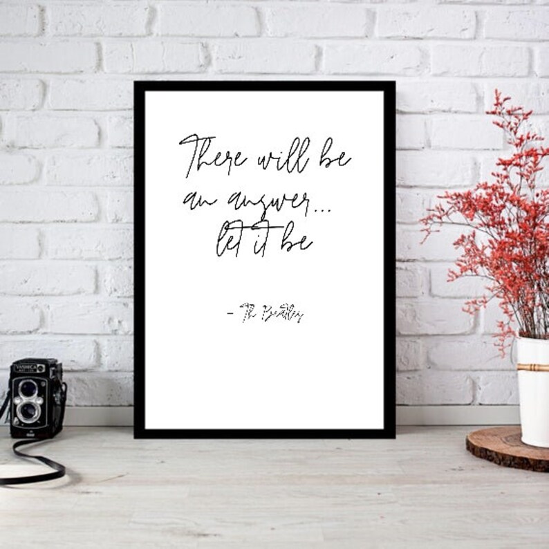 The beatles let it be song lyrics print typography print etsy